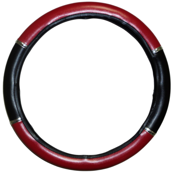 101 - Capa Para Volante Com Anel Cromado-Vermelho