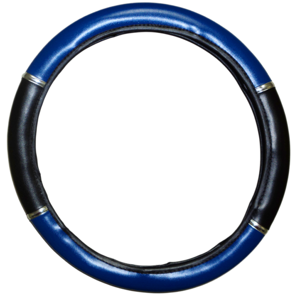 103 - Capa Para Volante Com Anel Cromado-Azul